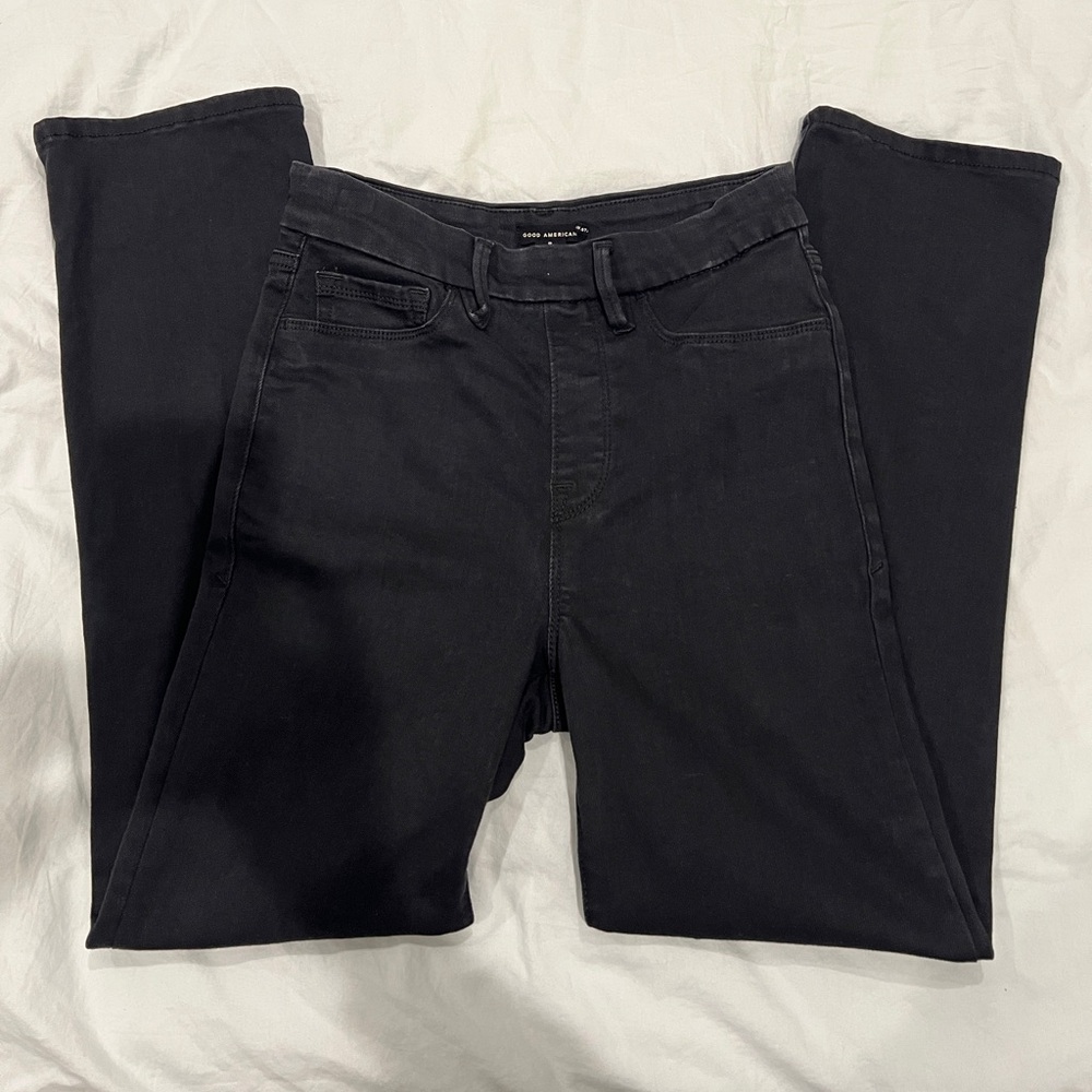 Good American Power Stretch Pull-On Straight Jeans